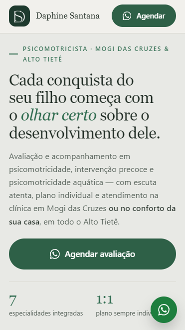 Daphine Santana — versão mobile do site